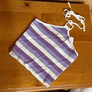 NEW with tag H&M Striped Purple and Cream Halter Top XS